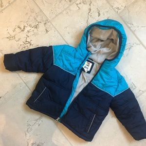 Blue puffer coat